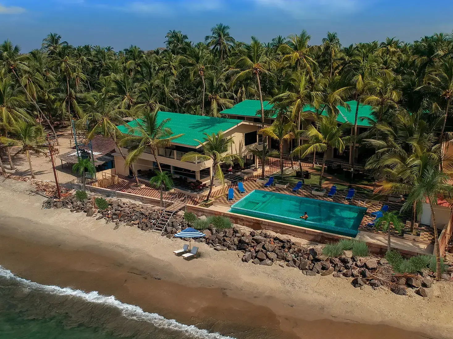 Aerial view of The Windmill Resorts at Devbag Beach