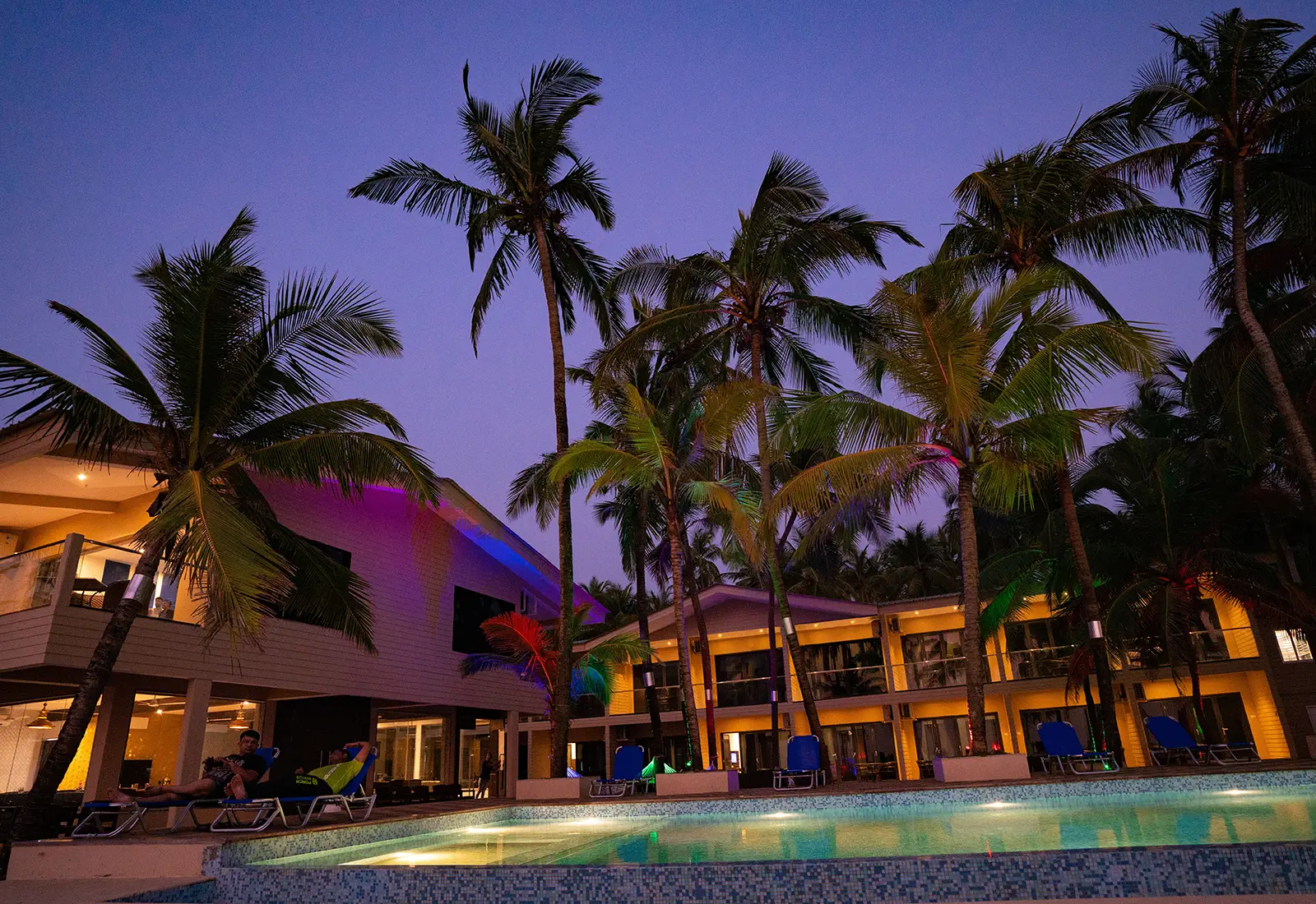 Night view of The Windmill Resorts illuminated